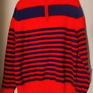 Tommy Hilfiger Men's Multicolor French-Rib Quarter-Zip Pullover Size: Lg Casual